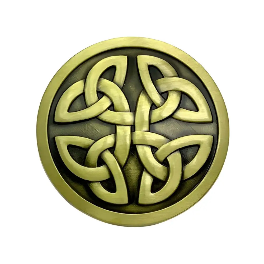 Circular bronze Celtic knot belt buckle Cadou Model, intricate metal jewelry accessory