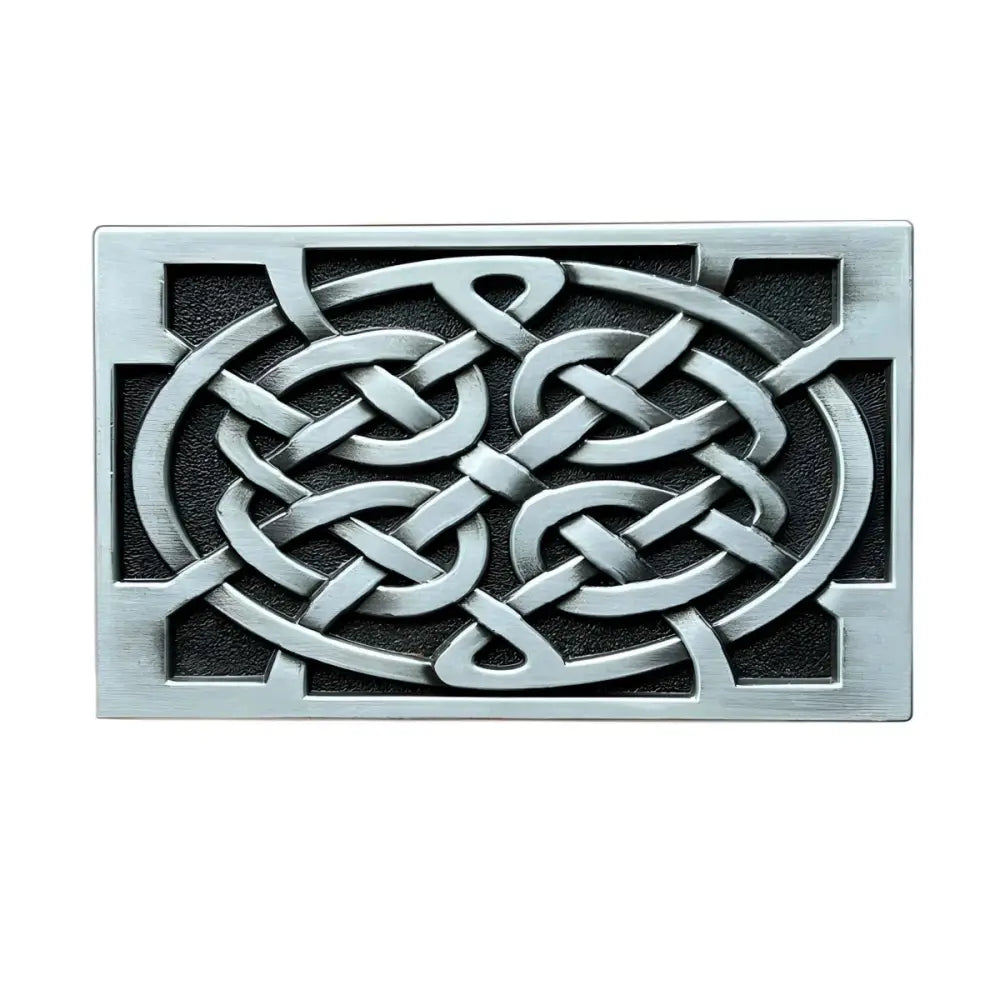 Silver Celtic knot belt buckle for elegant men and women, stylish belt accessory