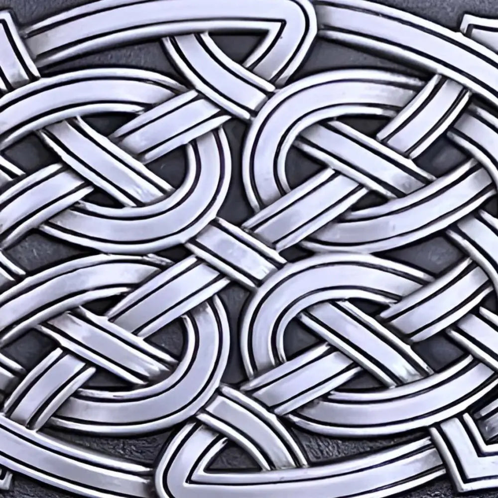 Silver Celtic Knot Belt Buckle showcasing intricate Celtic belt buckle design for men and women