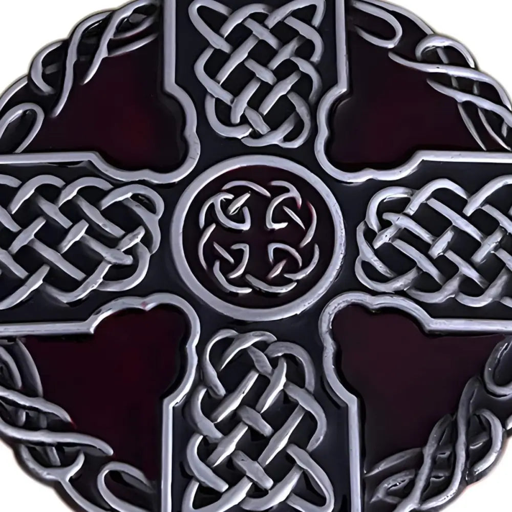 Celtic Knot Cross Brooch inspired by ancient civilization, suitable as a belt buckle accessory