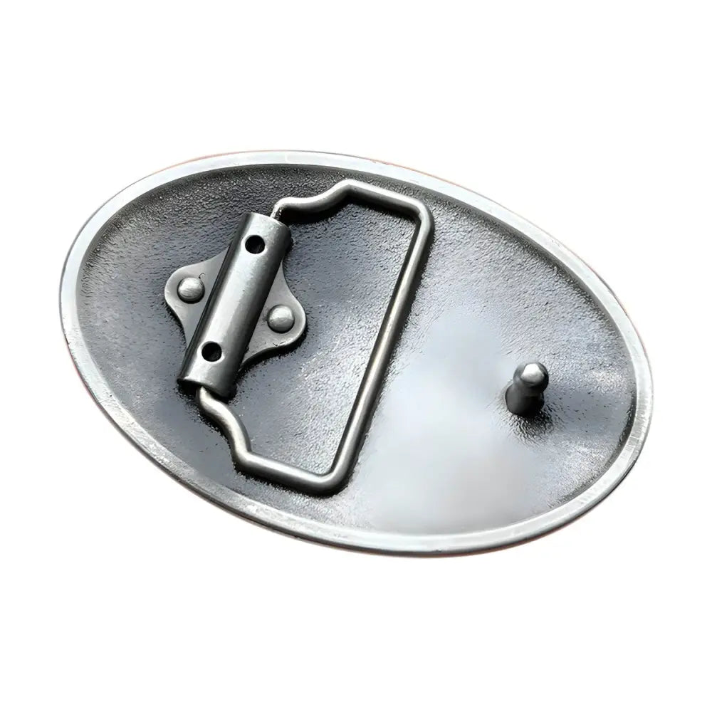 Silver Celtic Knot Maodan Belt Buckle back view showcasing intricate design and craftsmanship