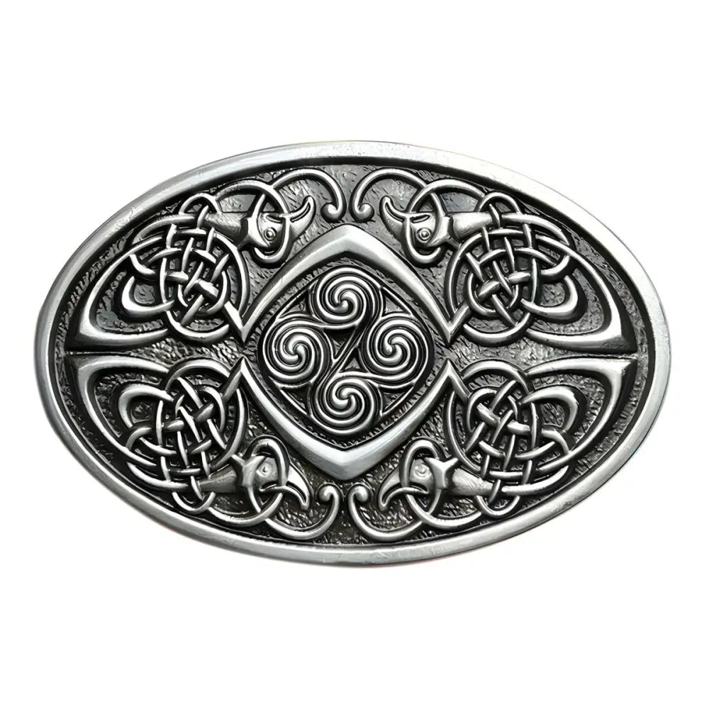 Silver Celtic Knot Maodan Belt Buckle with Intricate Design for Celtic Maodan Belts