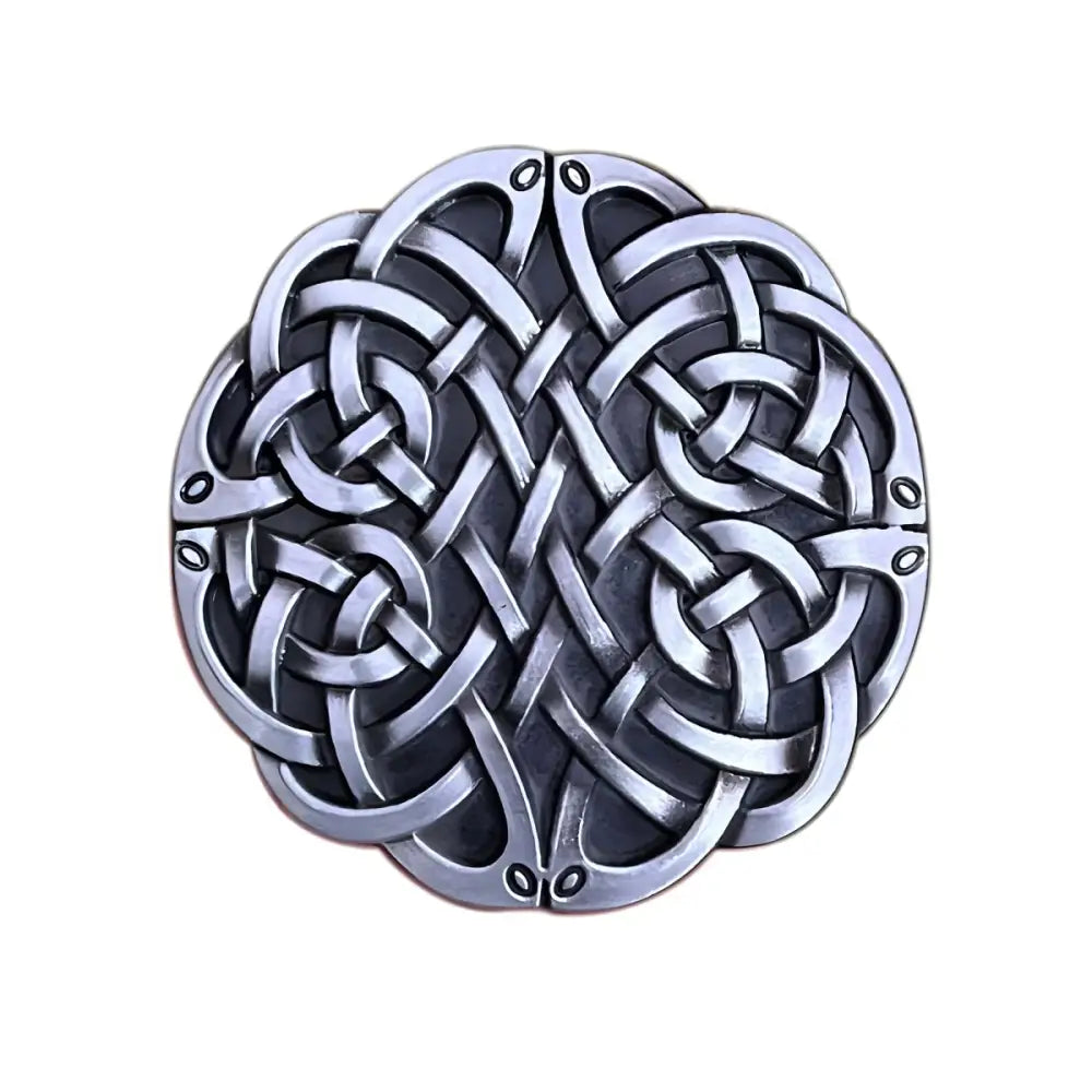 Intricate silver Celtic knot pendant showcasing detailed ancient design craftsmanship