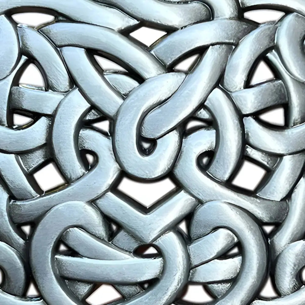 Interwoven silver metalwork Celtic knot design belt buckle for stylish metig belts