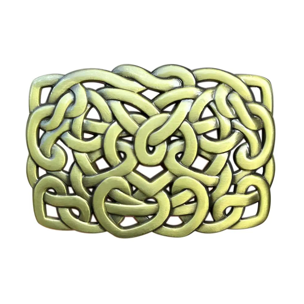 Silver Celtic Knot Belt Buckle with intricate Celtic knotwork design for Metig belt