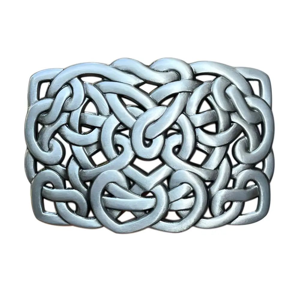 Silver Celtic Knot Belt Buckle featuring intricate Celtic knotwork design for stylish belts