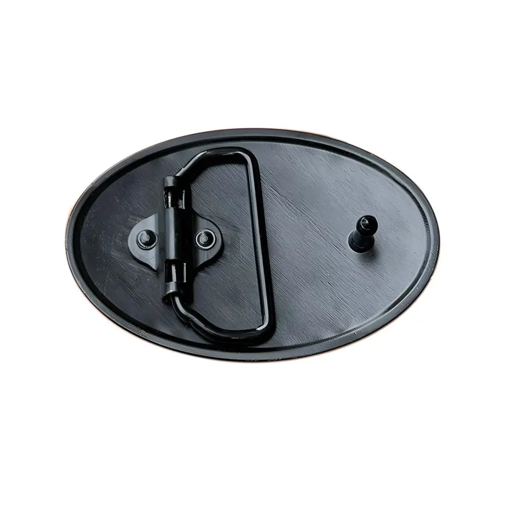 Oval black belt buckle featuring Celtic Piarik design for Piarik belt aesthetic