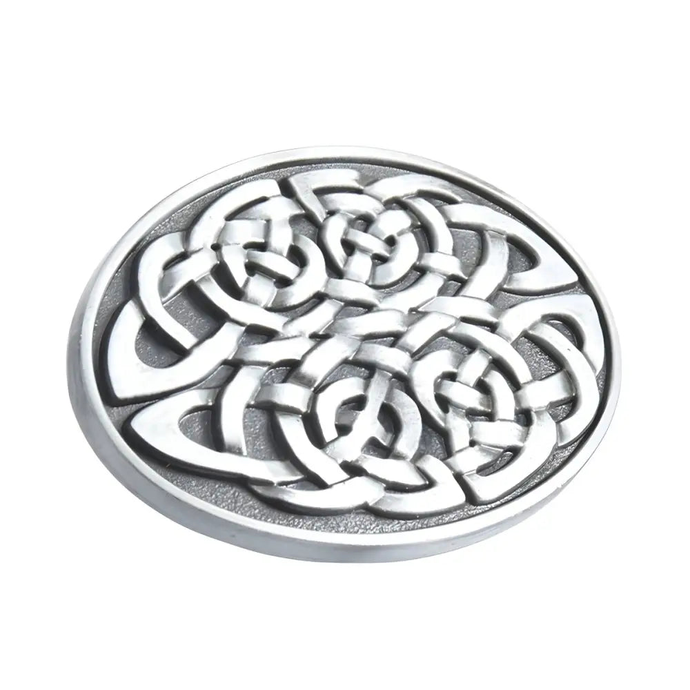 Oval silver Celtic knot belt buckle from the collection of Celtic jewelry and accessories