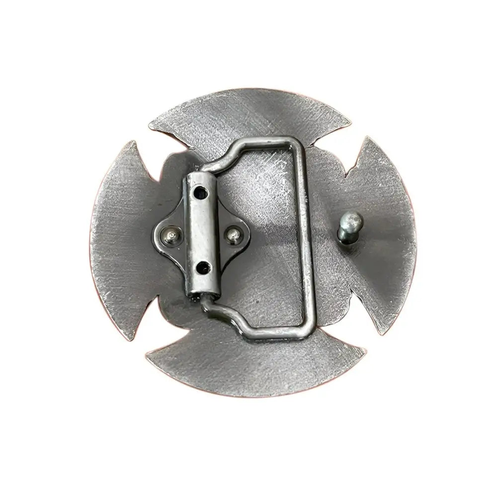 Silver Celtic Cross Sezni Belt Buckle for Sezni Belts showcasing a stylish metal belt buckle