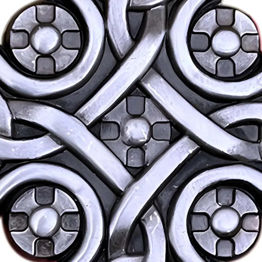 Intricate silver Celtic knotwork design on Silver Celtic Cross Belt Buckle for Sezni Belts
