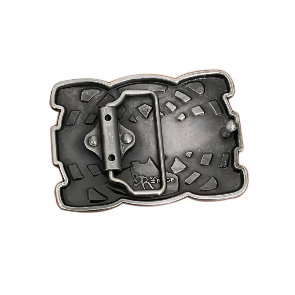 Silver and black Celtic knot Thuria belt buckle detail for stylish Thuria belt accessories