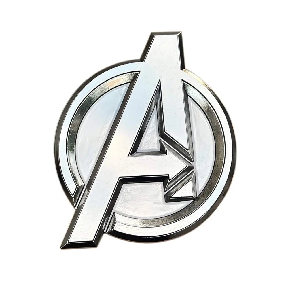 Silver Avengers logo belt buckle for Marvel fans featuring iconic superhero emblem
