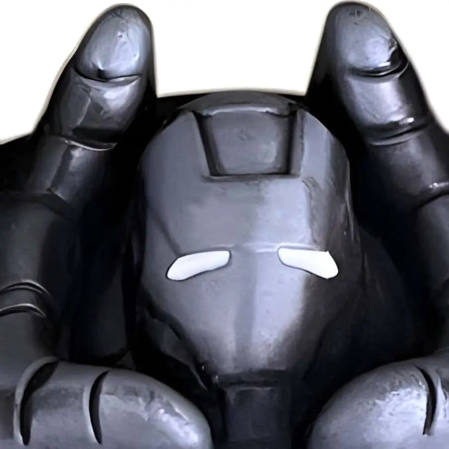 Iron Man head held in hands showcasing the Iron Man Movie Themed Belt Buckle