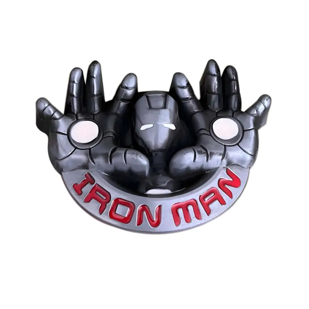 Iron Man emblem on the Iron Man Movie themed belt buckle display