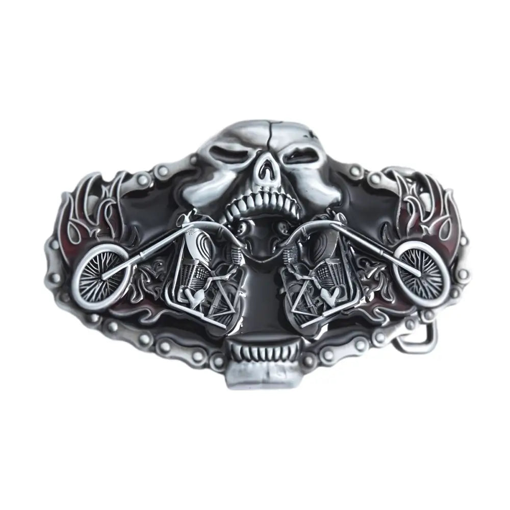 Metal Skull Motorcycle Belt Buckle for Men displaying a detailed skull design for belt buckle enthusiasts