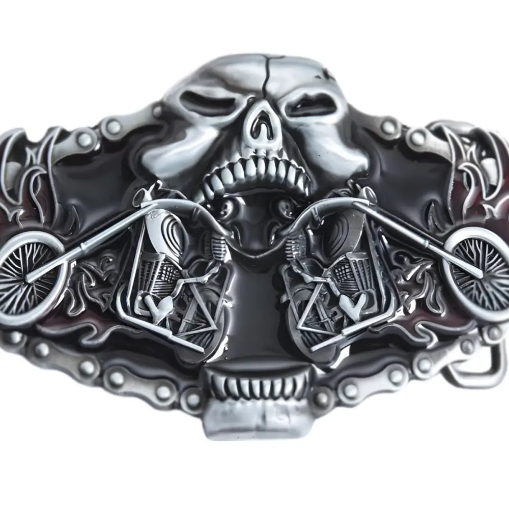 Metal Skull Motorcycle Belt Buckle for Men featuring a detailed skull design and durable belt buckle