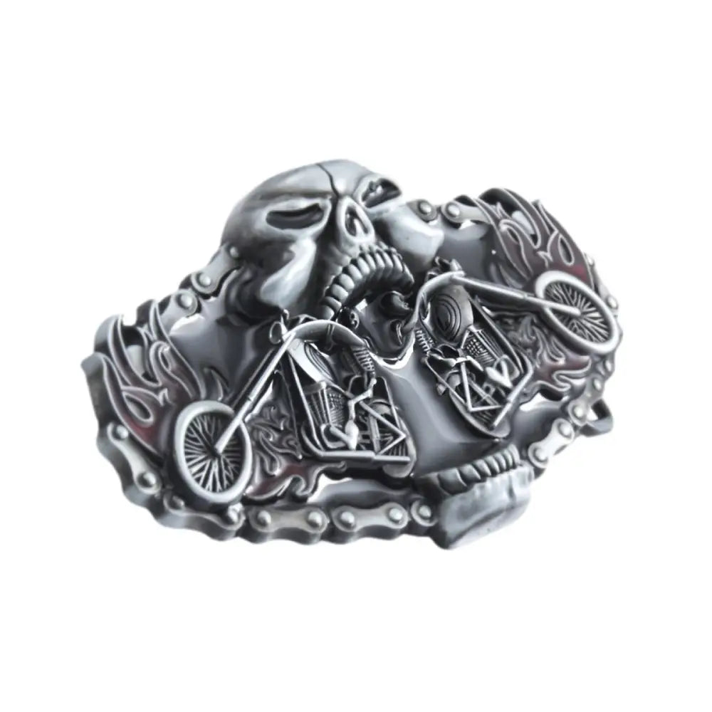Metal Skull Motorcycle Belt Buckle for Men with a detailed skull design for a bold belt buckle appearance