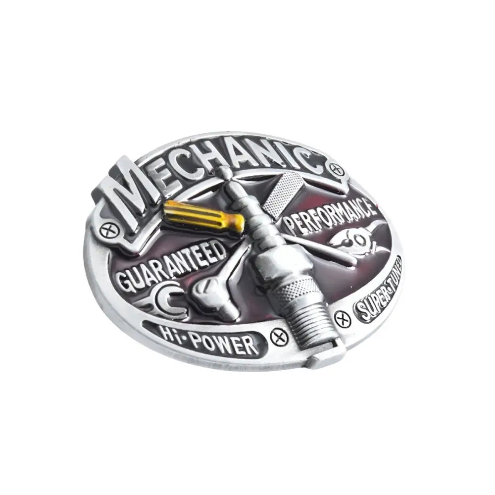 Silver mechanic-themed belt buckle from the Silver Mechanic Belt Buckles Set