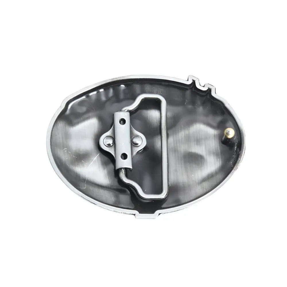 Oval metal belt buckle from the Silver Mechanic Belt Buckles Set