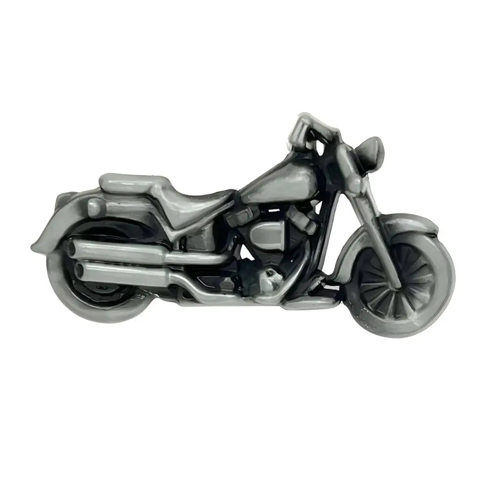Silver Motorcycle Belt Buckle Figurine Model for Collectors, detailed motorcycle design