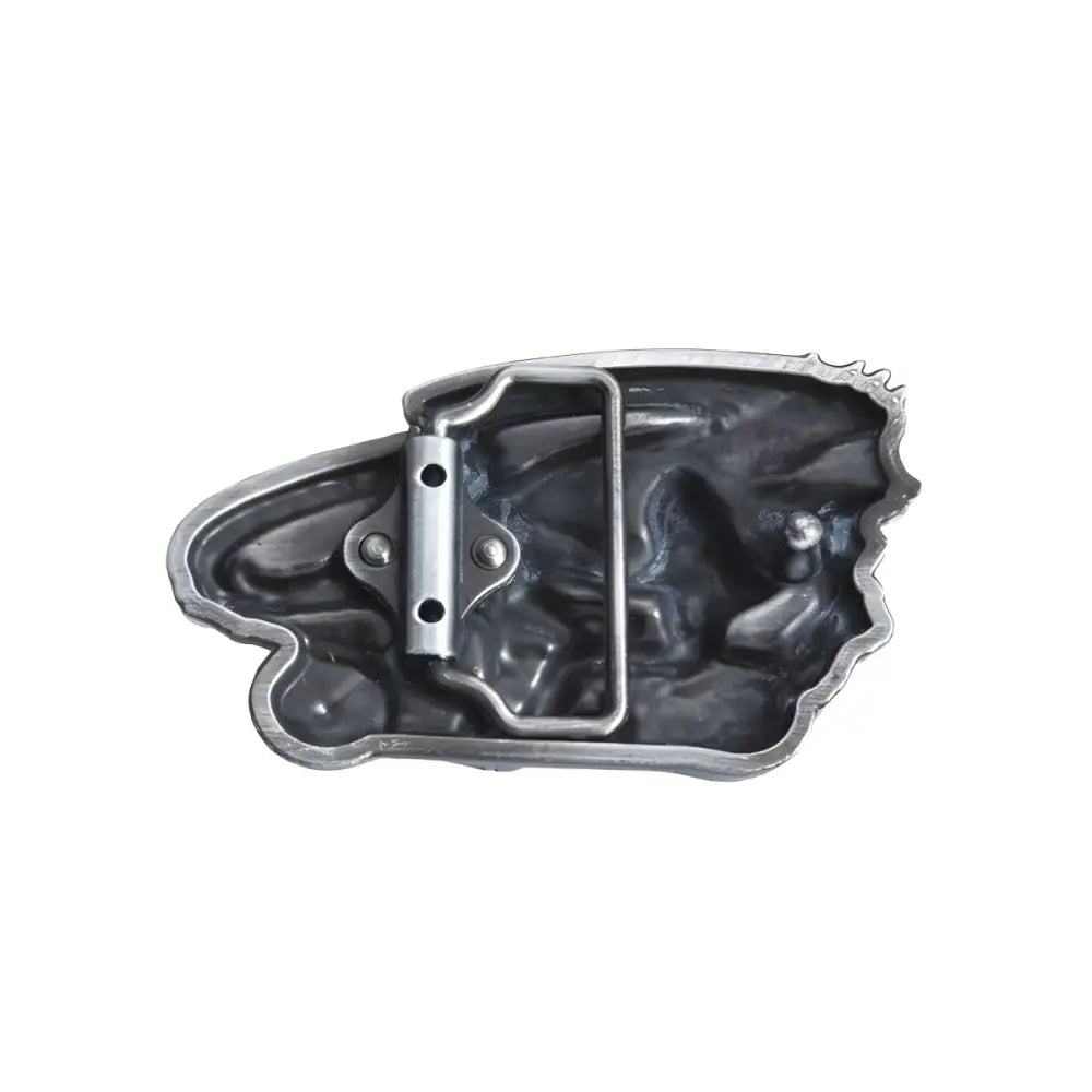 Metal belt buckle featuring Rider and Wings design in Silver Finish for Motorcycle Belt Buckle