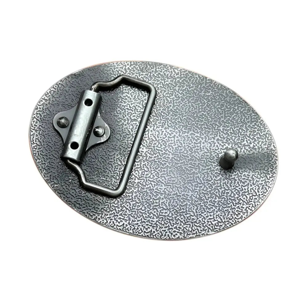Oval metal belt buckle featuring Malcolm Model design for ACDC Logo Belt Buckle product