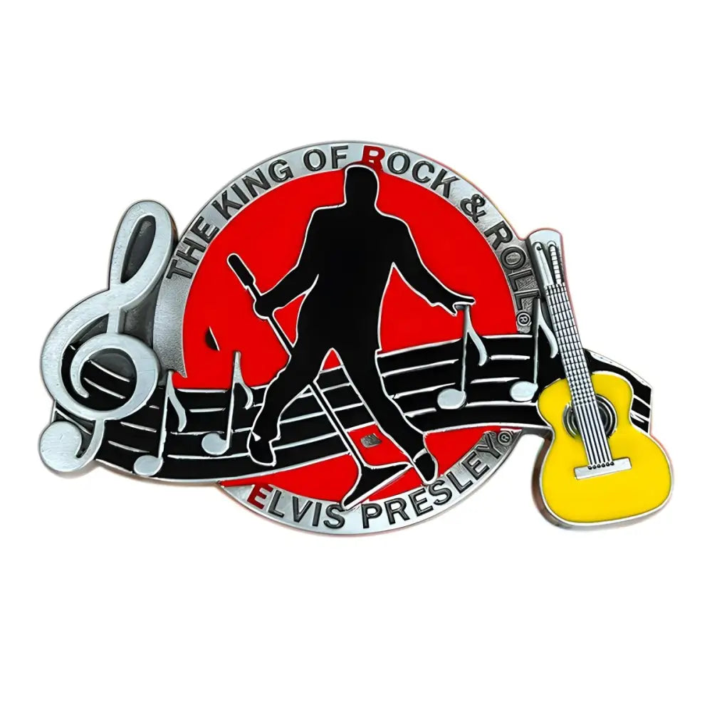 Elvis Presley emblem pin for collectors, inspired by Elvis Presley belt buckle design
