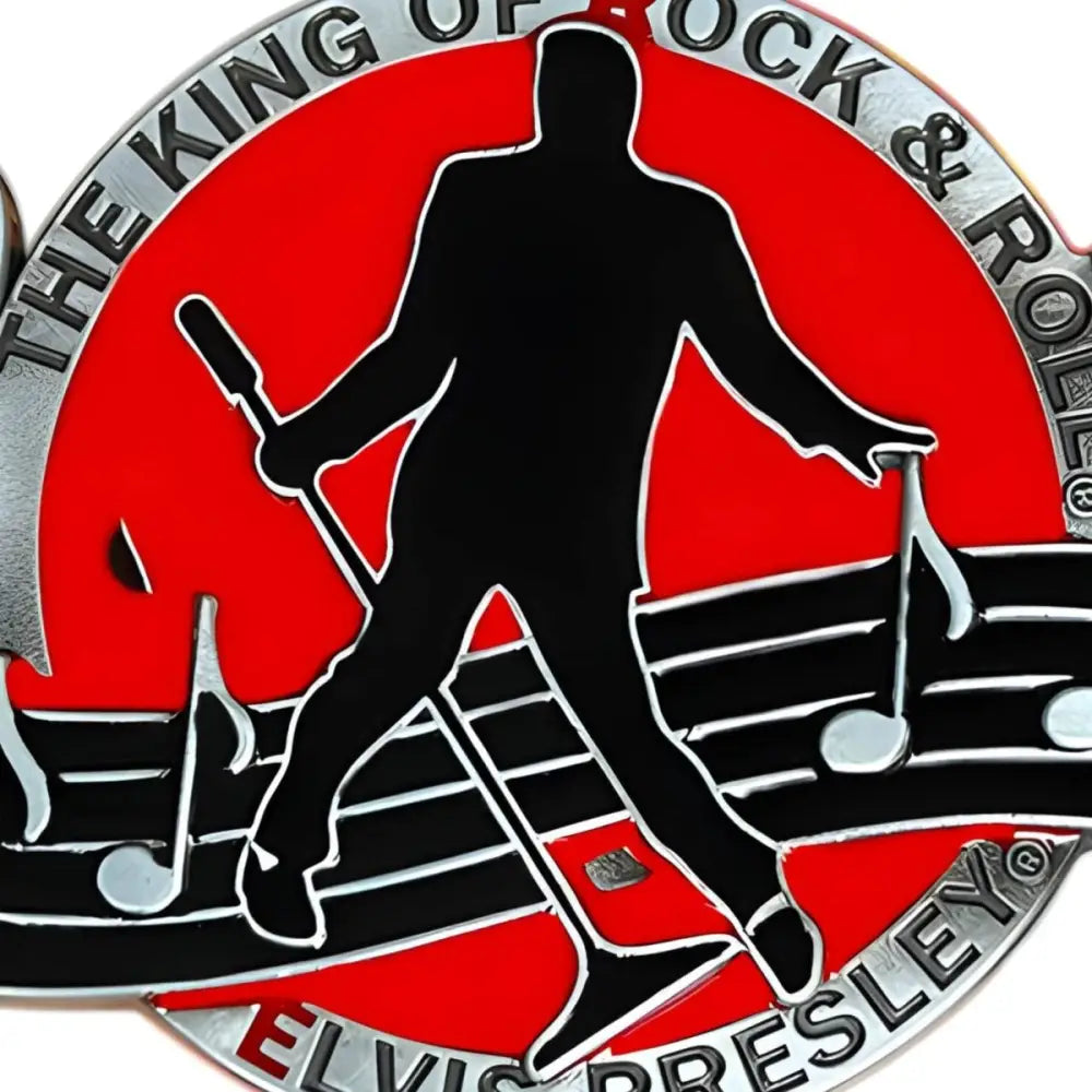 Elvis Presley emblem pin featuring music design for collectors and fans of Elvis Presley