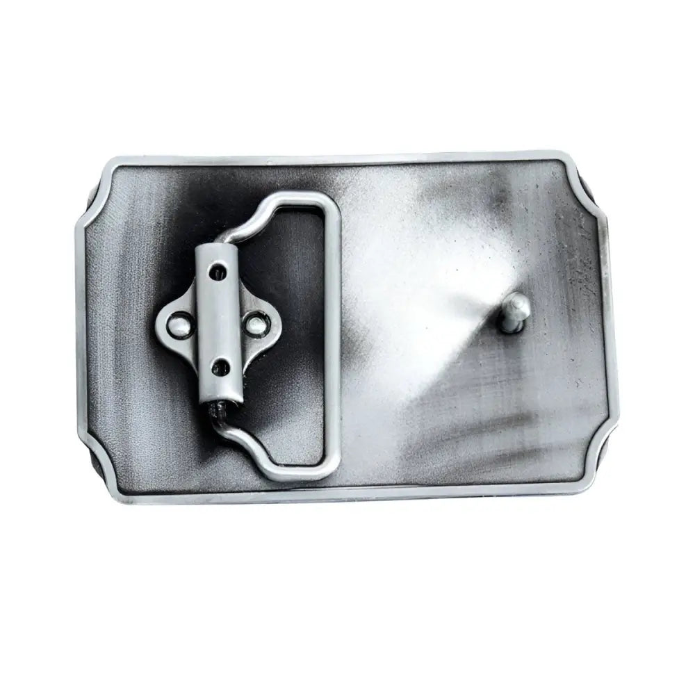 Silver metal belt buckle featuring Elvis Presley design for rock n roll fans