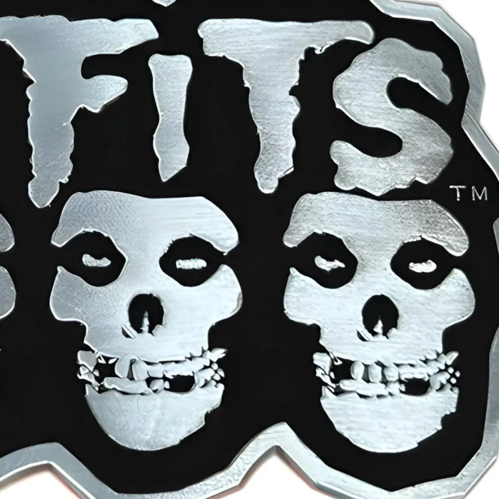 Misfits logo belt buckle featuring skulls, ideal for punk style fans
