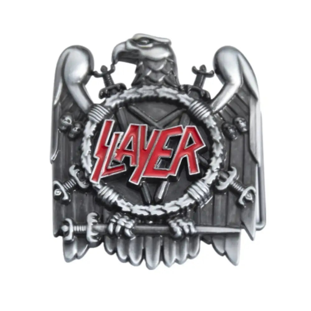 Silver-colored Slayer eagle belt buckle for metal music fans from Slayer Eagle Belt Buckles