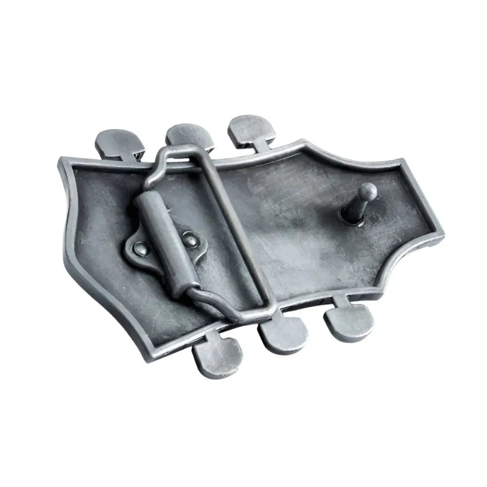 Blue Guitar Headstock Belt Buckle displayed as a stylish accessory for music enthusiasts