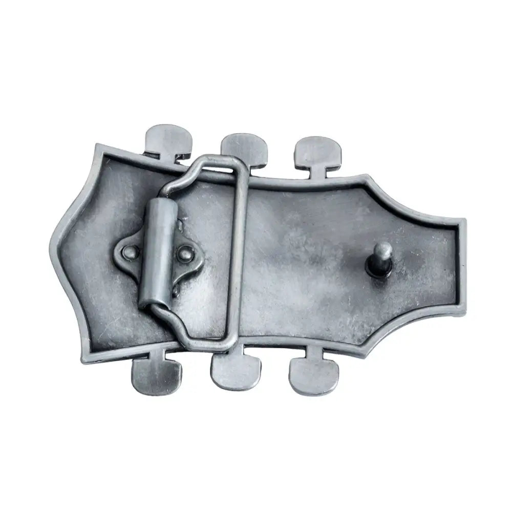 Blue Guitar Headstock Belt Buckle showcasing a detailed guitar headstock design