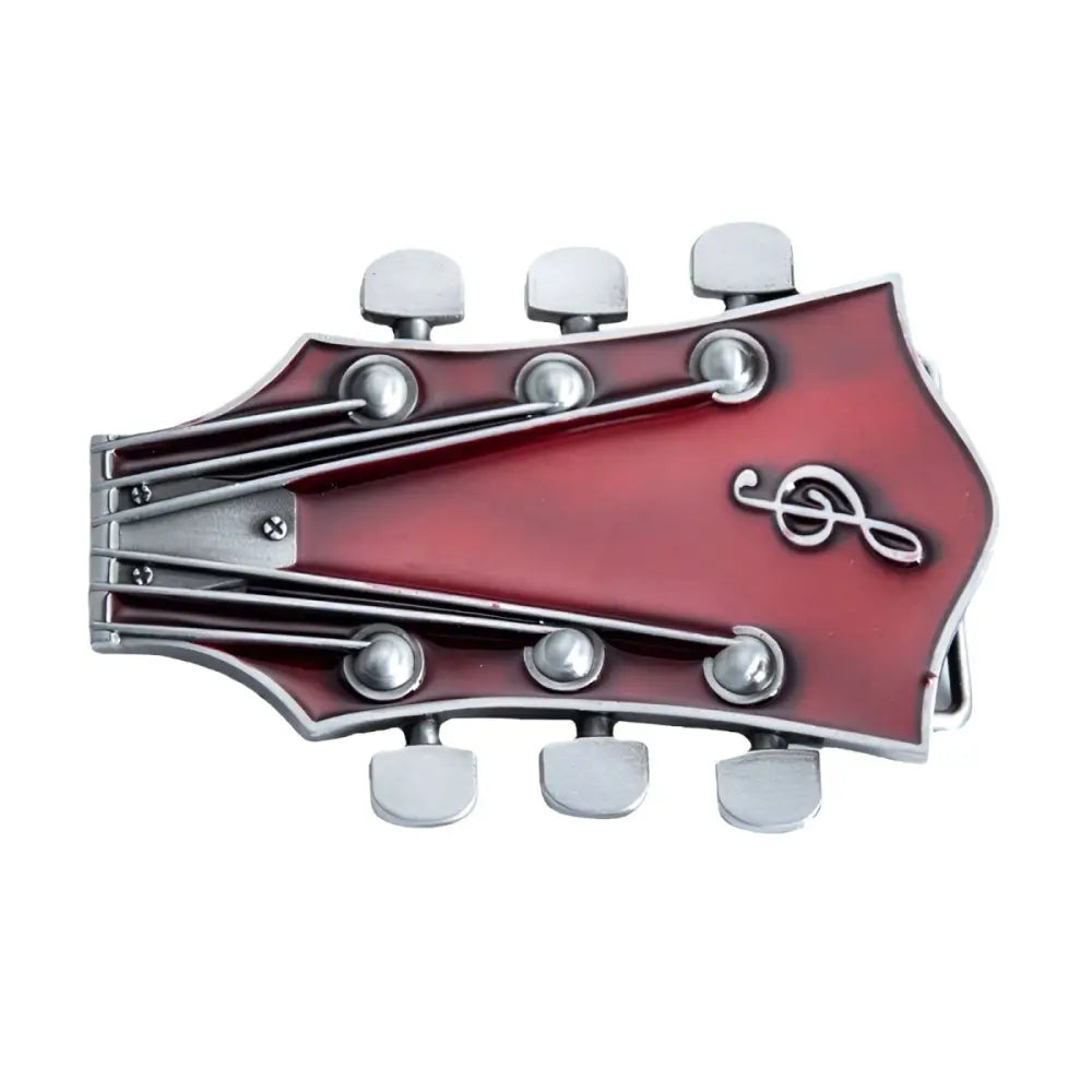 Blue Guitar Headstock Belt Buckle showcasing detailed guitar headstock design