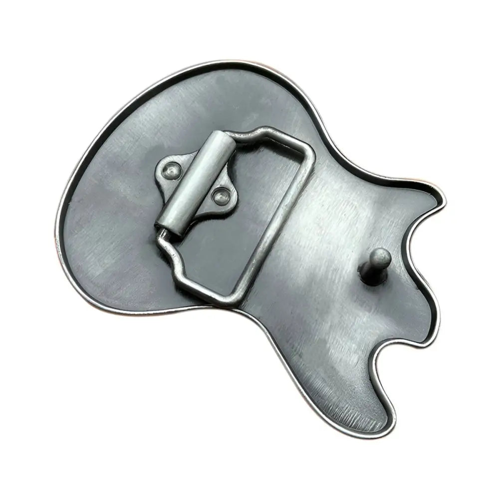 Guitar-shaped metal belt buckle featuring Union Jack design for British Chords fans