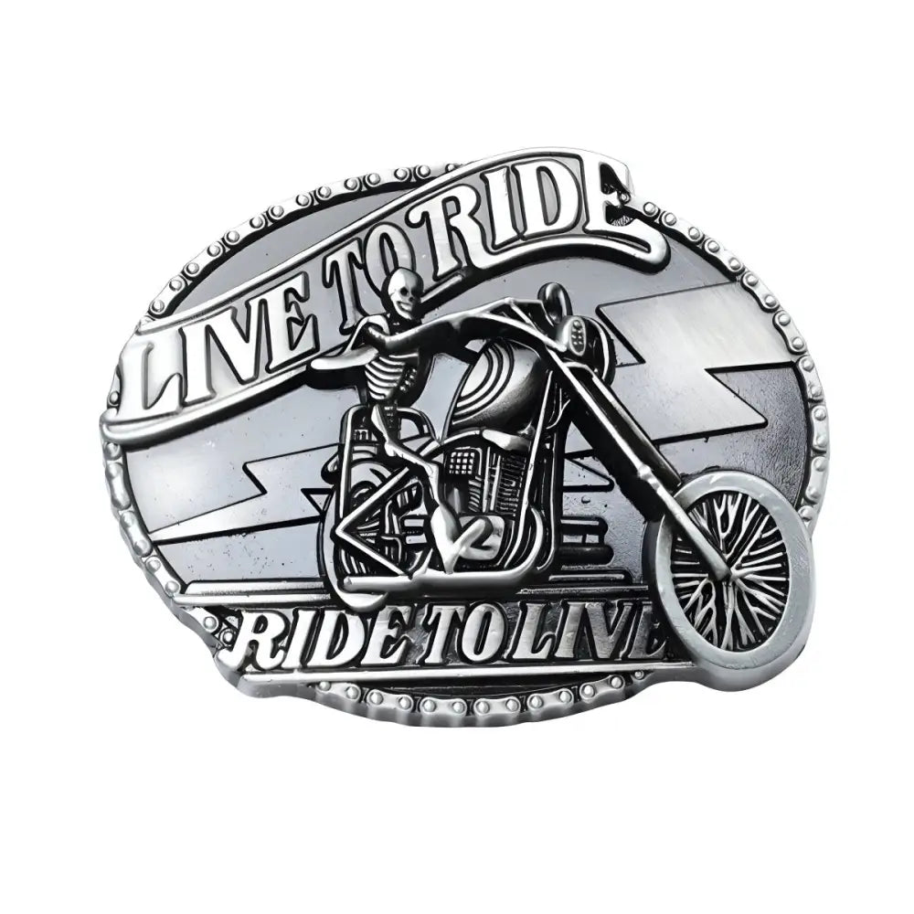 Silver motorcycle belt buckle for men and women, stylish metallic belt buckle accessory