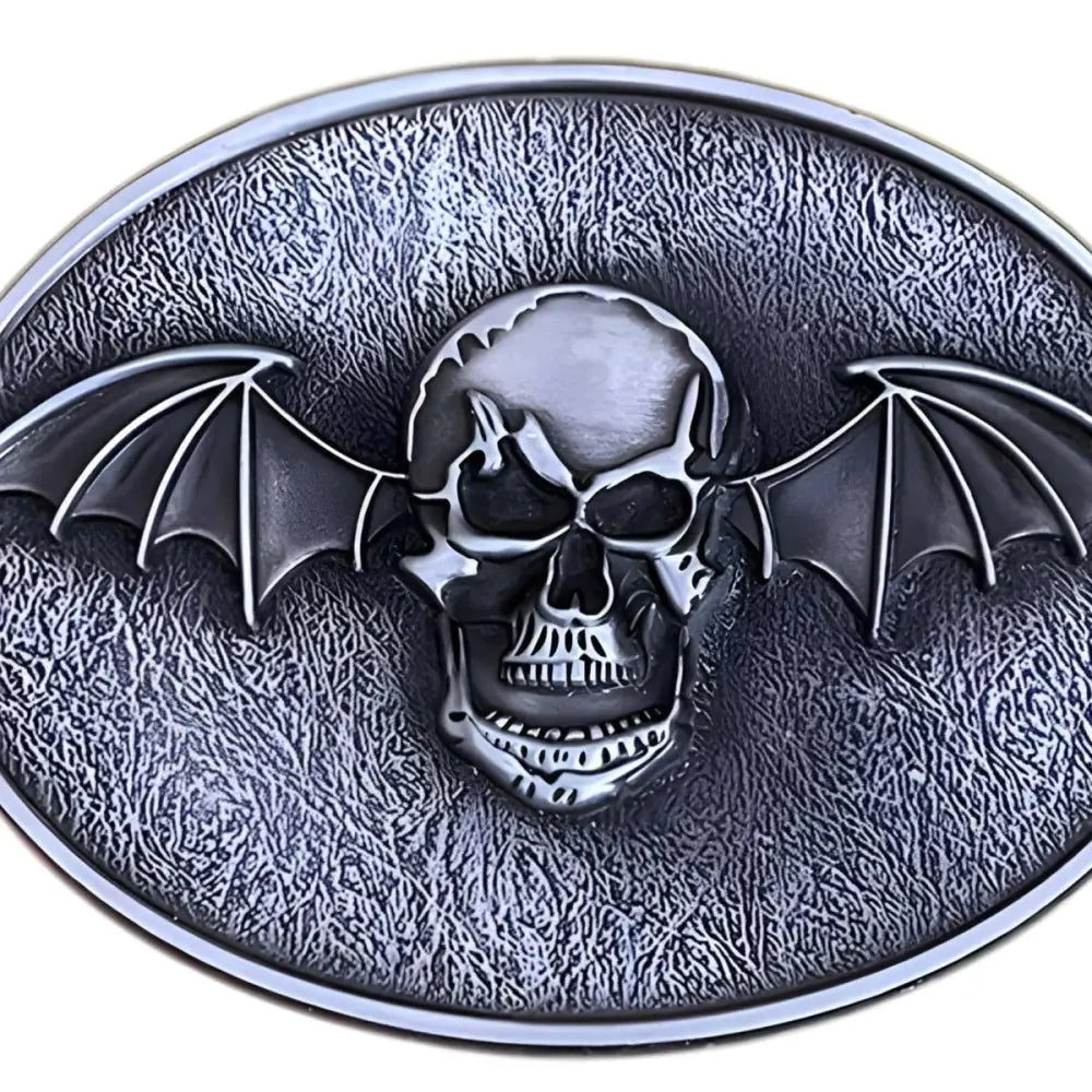 Silver skull with bat wings belt buckle perfect for Gothic Style accessory shopping
