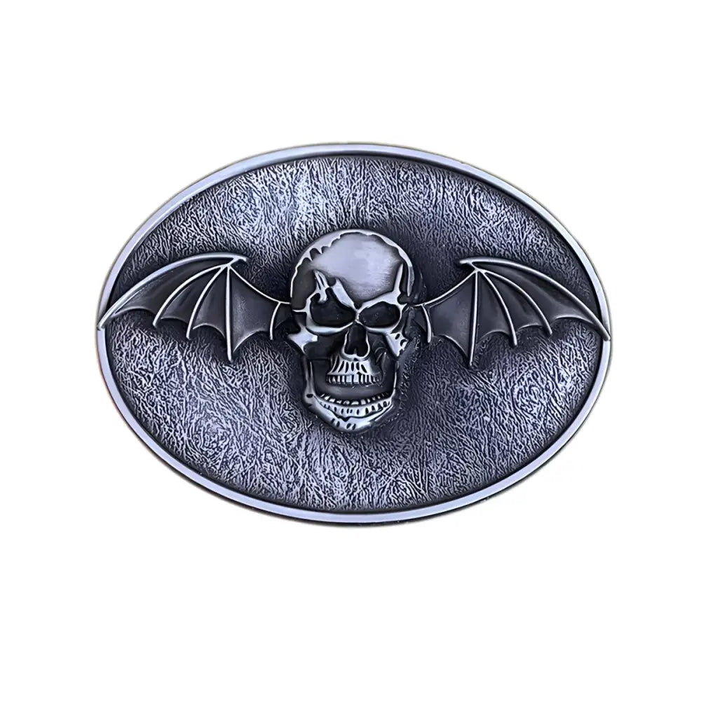 Silver skull with bat wings belt buckle ideal for Gothic style fashion accessories
