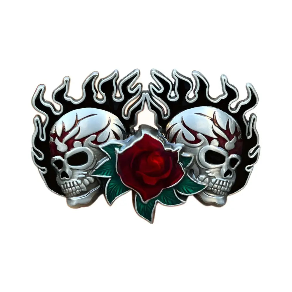 Skull and Rose Belt Buckle for Stylish Accessories, featuring intricate design elements