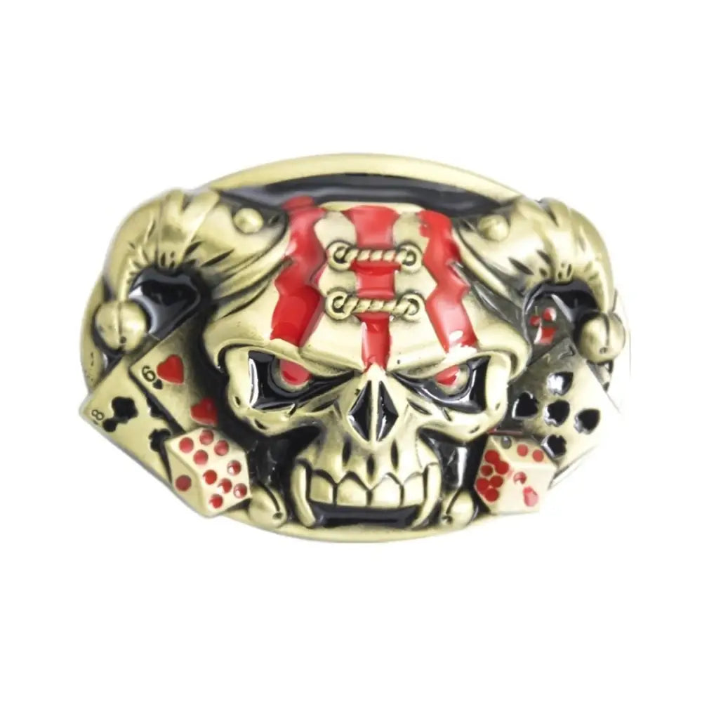 Murphy Skull Belt with Playing Cards and Dice Skull Belt Buckle, unique belt buckle design