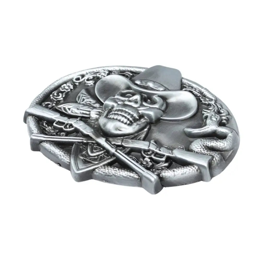 Silver Cowboy Skull Belt Buckle for Western Accessories, a stylish belt buckle