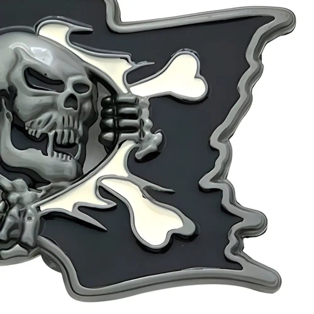 Skull and Crossbones Belt Buckle for a Bold Fashion Statement, Gunmetal Finish