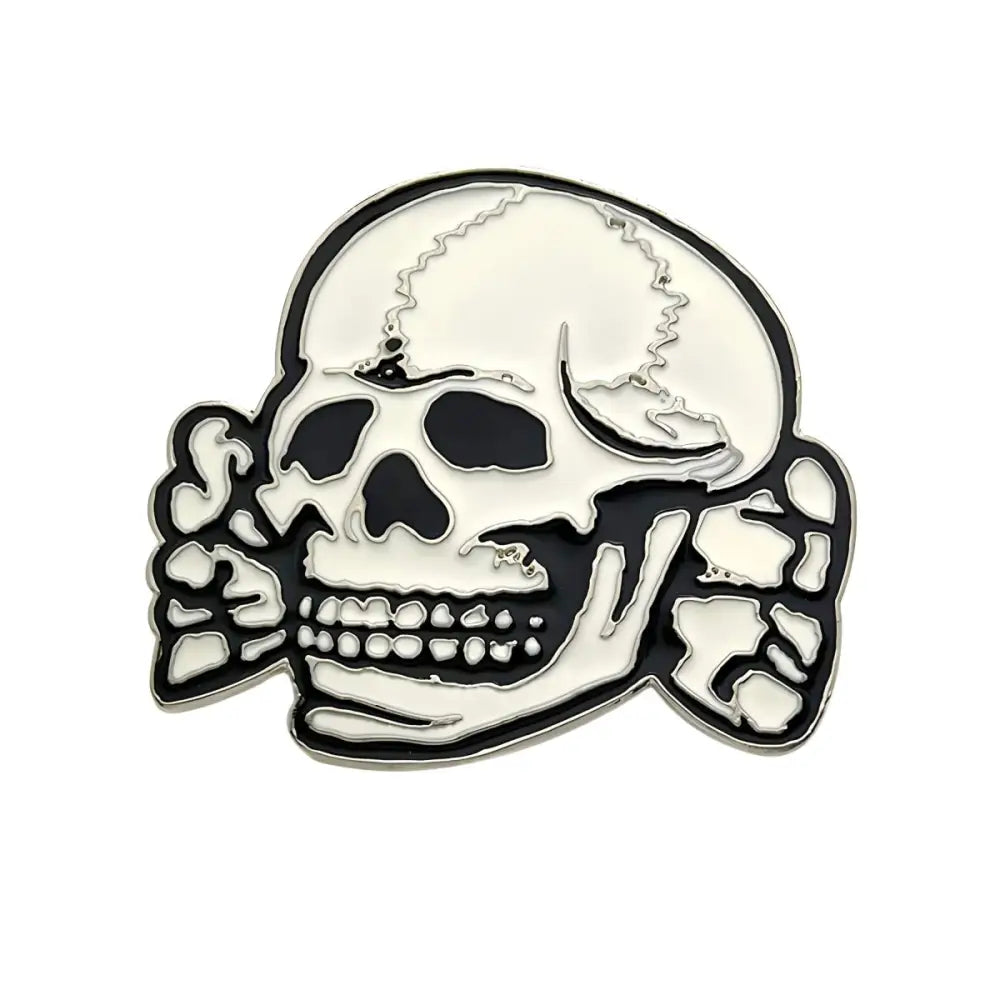 Jarvis Skull Belt Buckle with Black and White Enamel Skull and Crossbones Pin