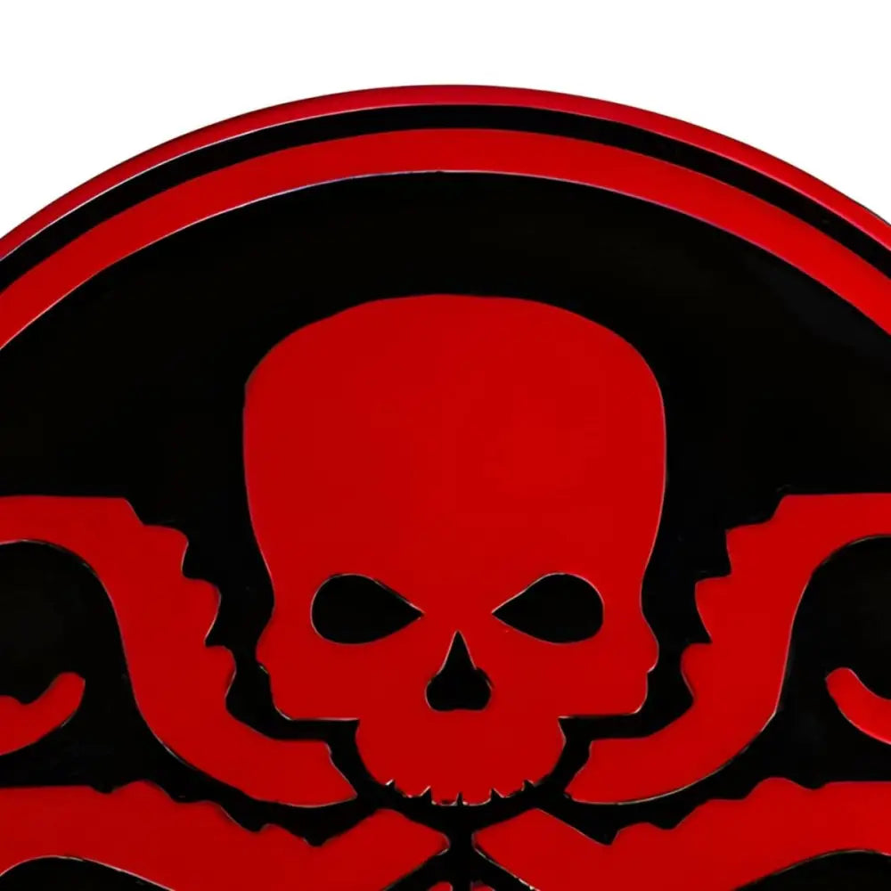 Red skull and octopus emblem belt buckle featuring Hydra symbol for skull octopus belt