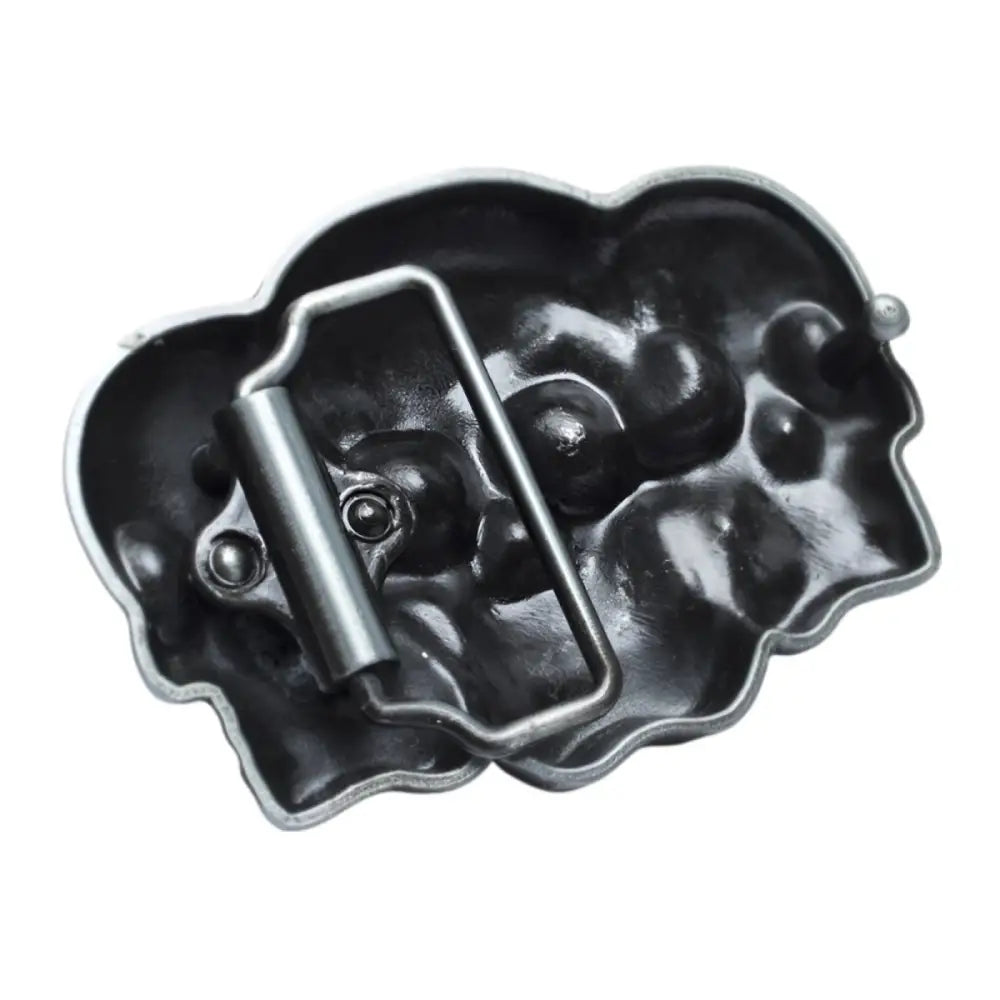 Back view of the Silver Skull Belt Buckle with decorative metal design suitable for men