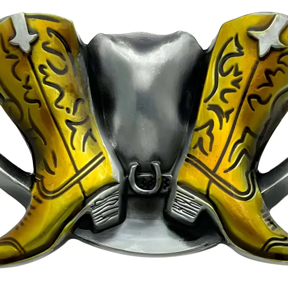 Bronze Cowboy Boot Belt Buckle Emery Model for Western Style showcasing intricate design