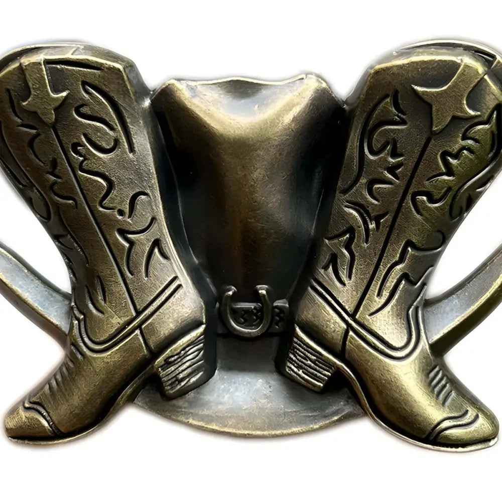 Bronze-colored cowboy belt buckle Emery Model for Western Style authentic western accessory