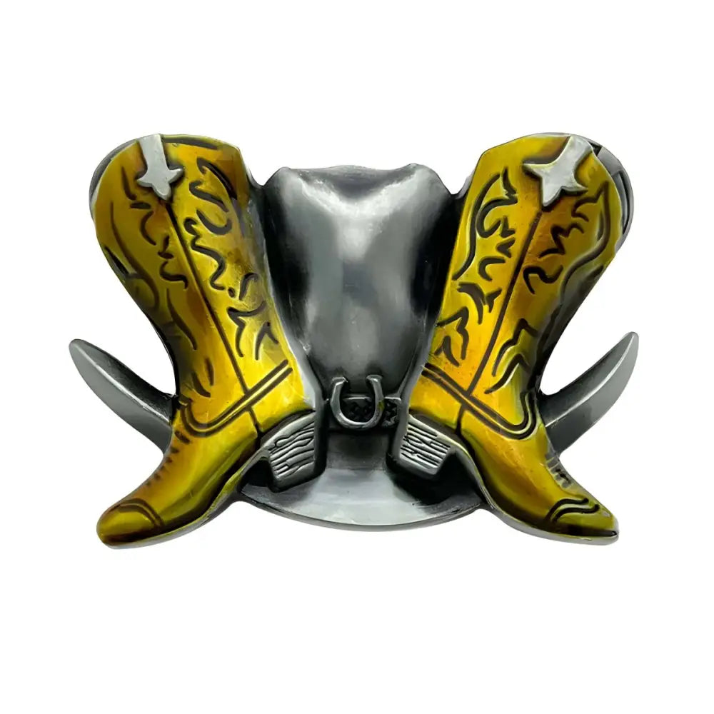 Yellow cowboy boot belt buckle Emery model for Western style belt buckle accessory