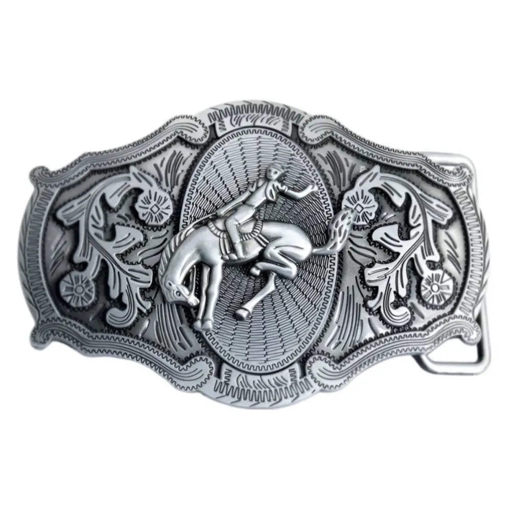 Silver Rodeo Belt Buckle for Western and Cowboy Styles displayed in high-quality detail