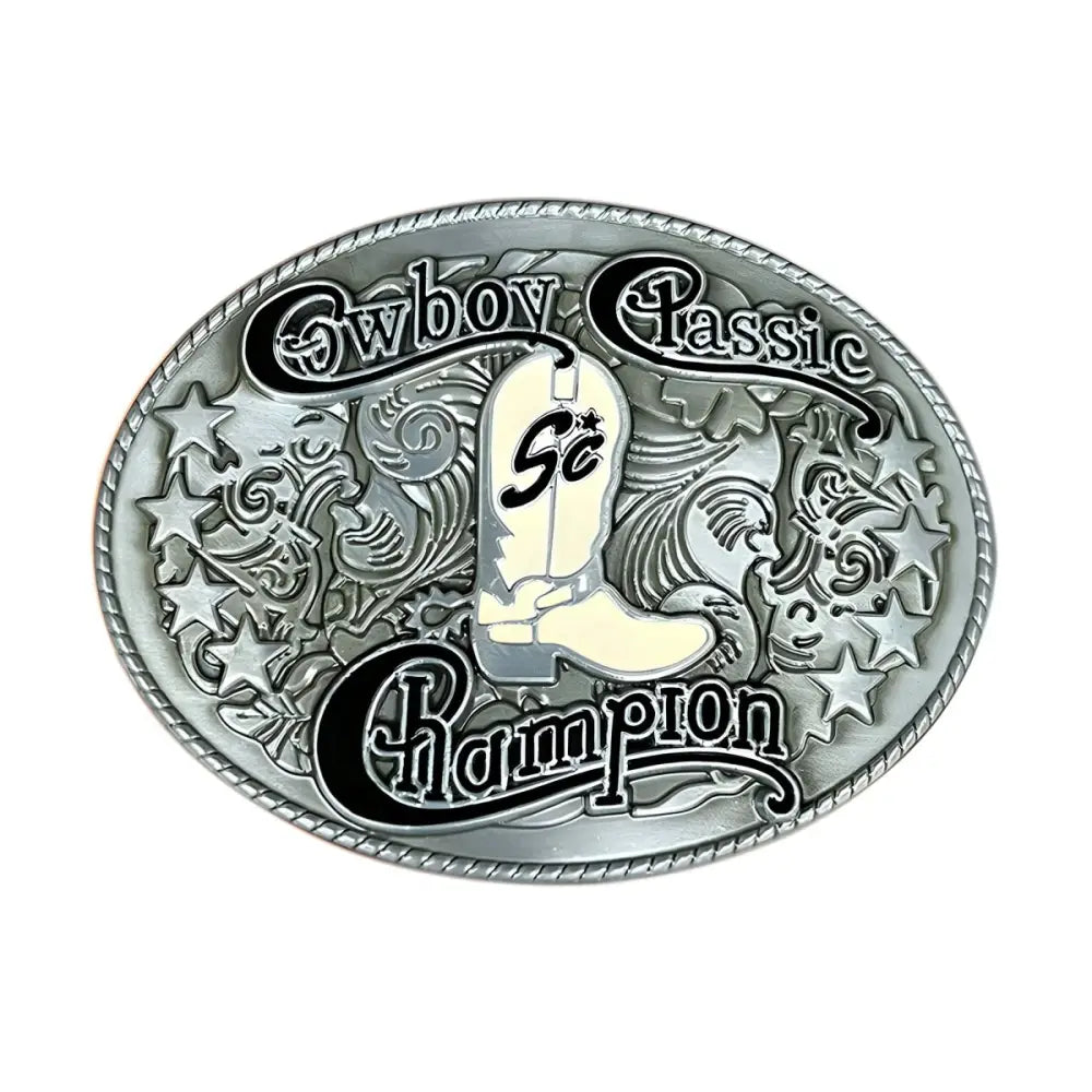Cowboy Classic Champion belt buckle showcasing authentic western style design